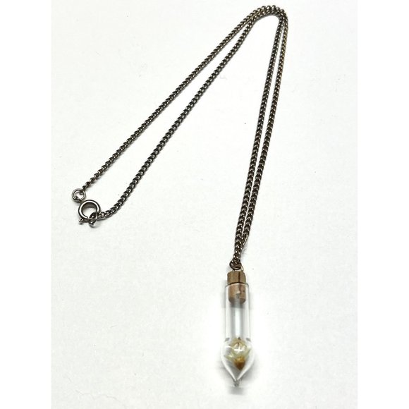 Vintage Flower Under Glass Charm Pendant Necklace